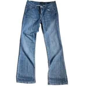 Seven 7 Women's Flare Boot Cut Size 28 Embroidered Pockets Medium Wash Wide Leg